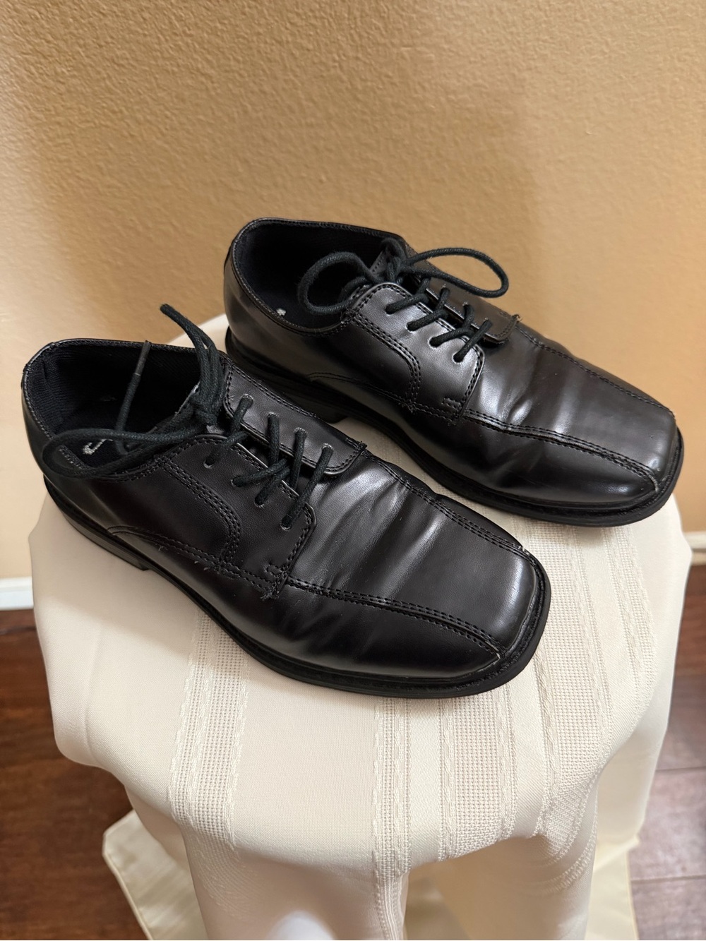 Route 66 Boys Black Lace-Up Dress Shoes